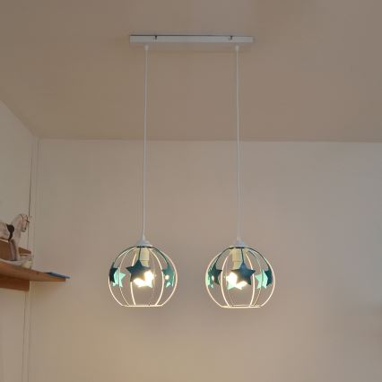 Ripplühter lastele STARS 2xE27/15W/230V türkiis/valge