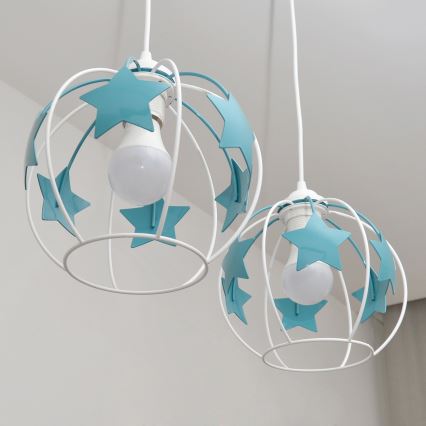 Ripplühter lastele STARS 2xE27/15W/230V türkiis/valge