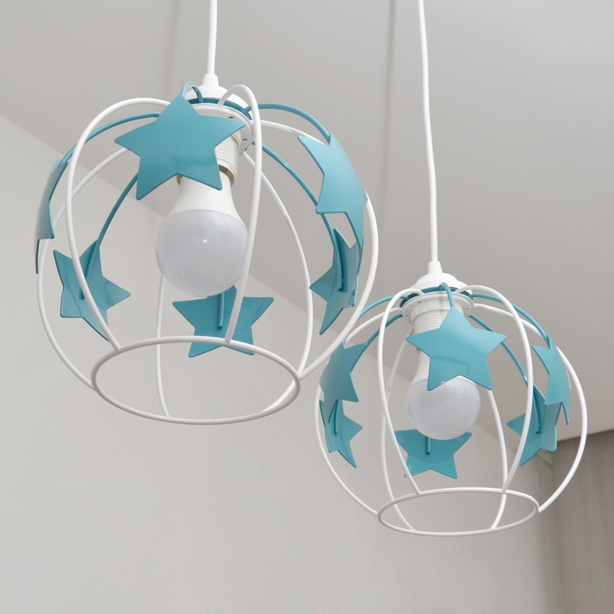 Ripplühter lastele STARS 2xE27/15W/230V türkiis/valge