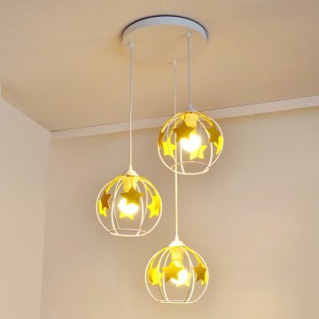Ripplühter lastele STARS 3xE27/15W/230V kollane/valge