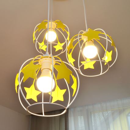 Ripplühter lastele STARS 3xE27/15W/230V kollane/valge