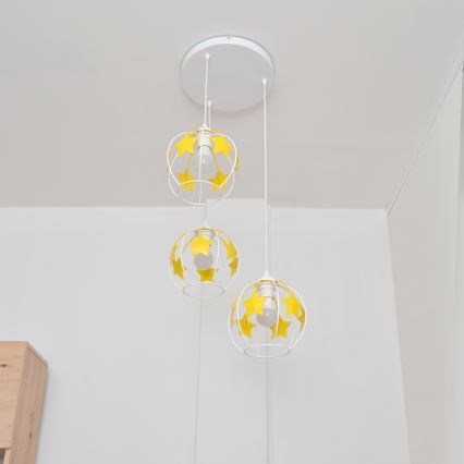 Ripplühter lastele STARS 3xE27/15W/230V kollane/valge