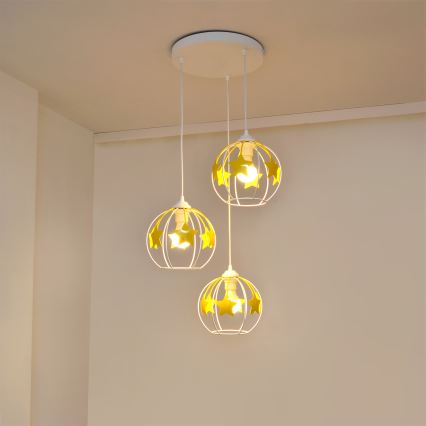 Ripplühter lastele STARS 3xE27/15W/230V kollane/valge