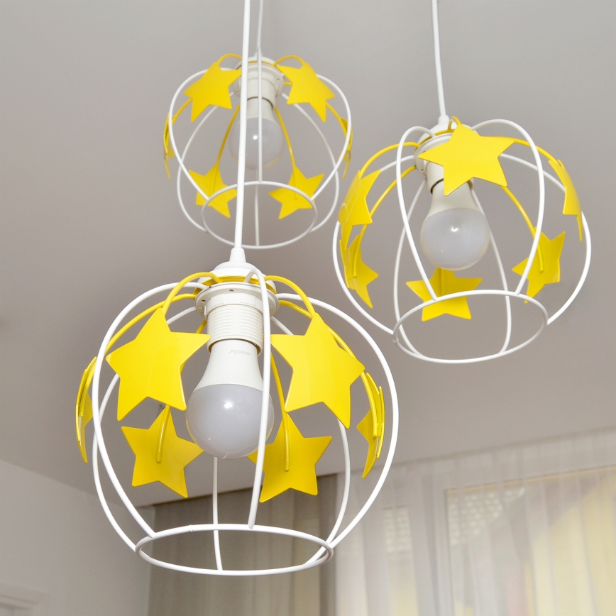 Ripplühter lastele STARS 3xE27/15W/230V kollane/valge