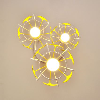 Ripplühter lastele STARS 3xE27/15W/230V kollane/valge