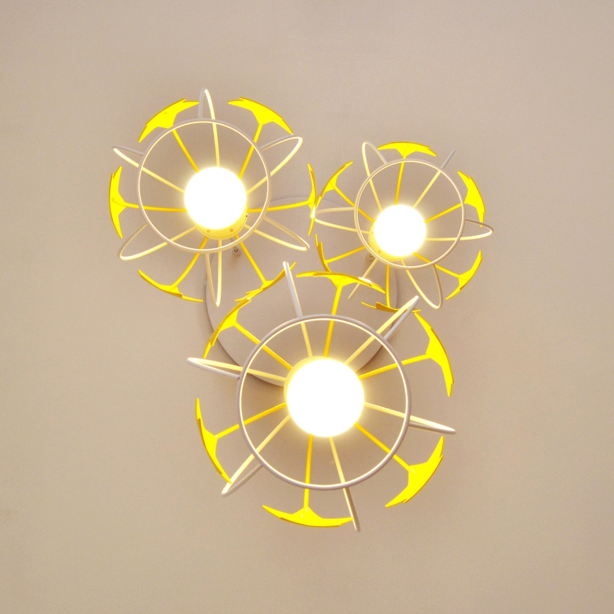 Ripplühter lastele STARS 3xE27/15W/230V kollane/valge