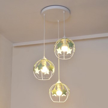Ripplühter lastele STARS 3xE27/15W/230V roheline/valge