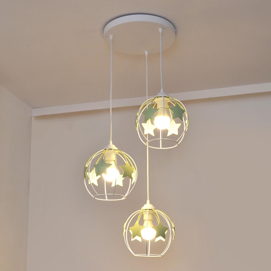 Ripplühter lastele STARS 3xE27/15W/230V roheline/valge