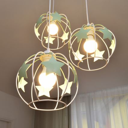 Ripplühter lastele STARS 3xE27/15W/230V roheline/valge