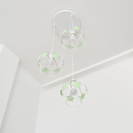 Ripplühter lastele STARS 3xE27/15W/230V roheline/valge