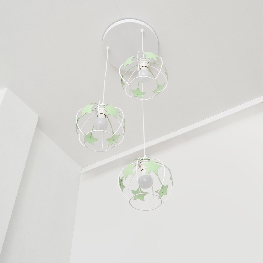 Ripplühter lastele STARS 3xE27/15W/230V roheline/valge