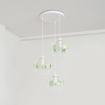 Ripplühter lastele STARS 3xE27/15W/230V roheline/valge