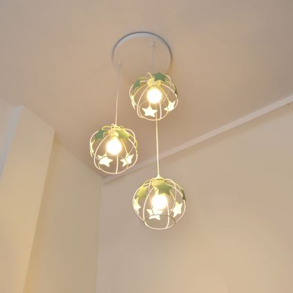 Ripplühter lastele STARS 3xE27/15W/230V roheline/valge