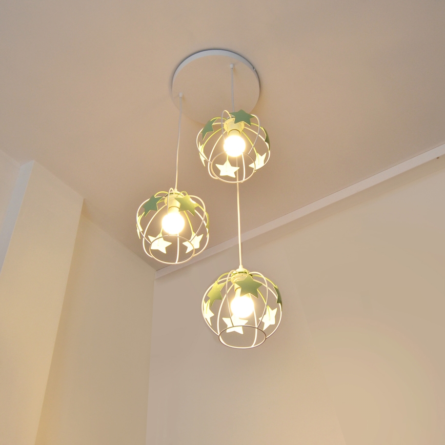 Ripplühter lastele STARS 3xE27/15W/230V roheline/valge