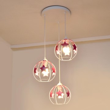Ripplühter lastele STARS 3xE27/15W/230V roosa/valge