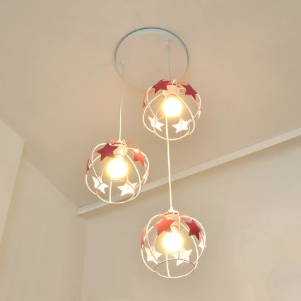 Ripplühter lastele STARS 3xE27/15W/230V roosa/valge