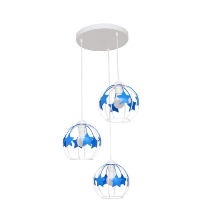 Ripplühter lastele STARS 3xE27/15W/230V sinine/valge