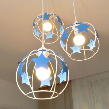 Ripplühter lastele STARS 3xE27/15W/230V sinine/valge