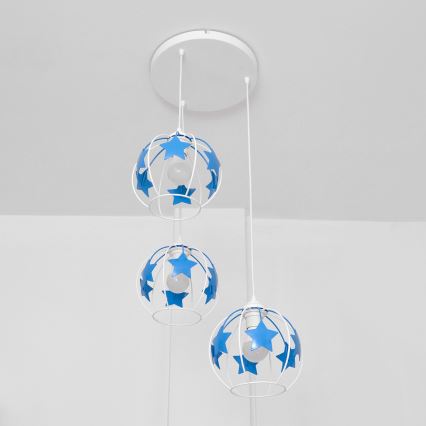 Ripplühter lastele STARS 3xE27/15W/230V sinine/valge