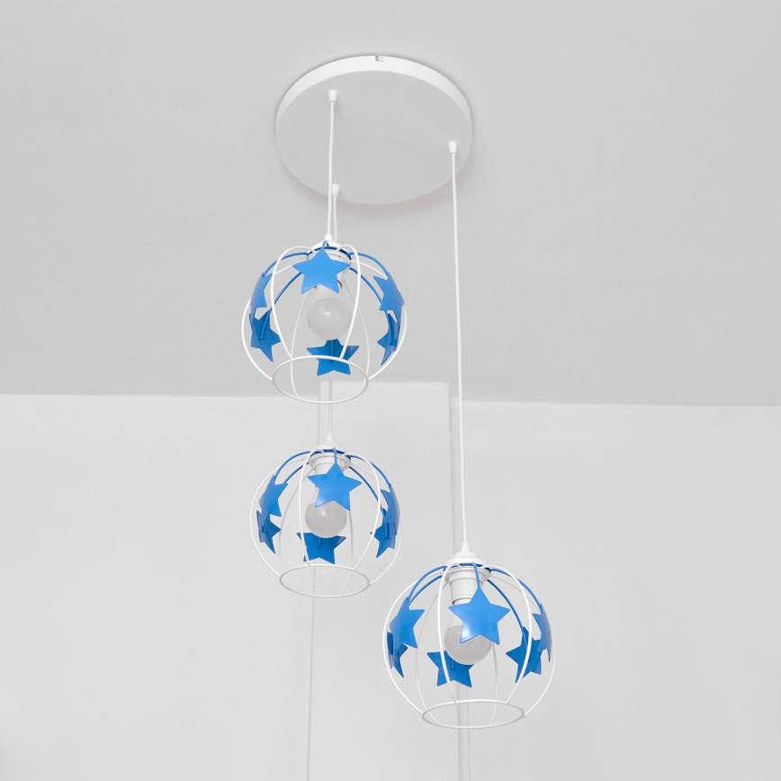 Ripplühter lastele STARS 3xE27/15W/230V sinine/valge