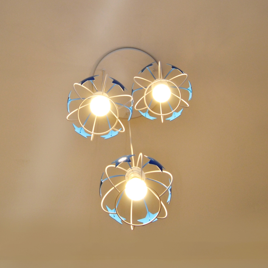 Ripplühter lastele STARS 3xE27/15W/230V sinine/valge