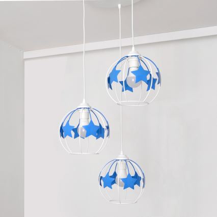 Ripplühter lastele STARS 3xE27/15W/230V sinine/valge