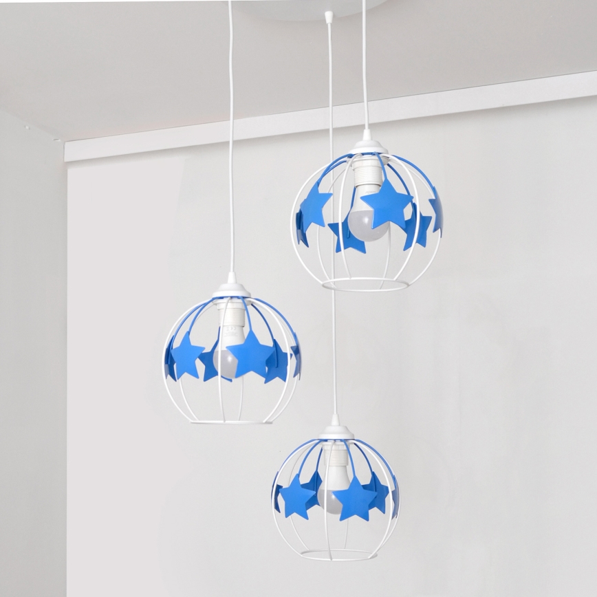 Ripplühter lastele STARS 3xE27/15W/230V sinine/valge