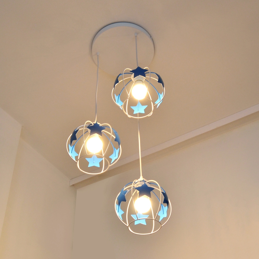 Ripplühter lastele STARS 3xE27/15W/230V sinine/valge