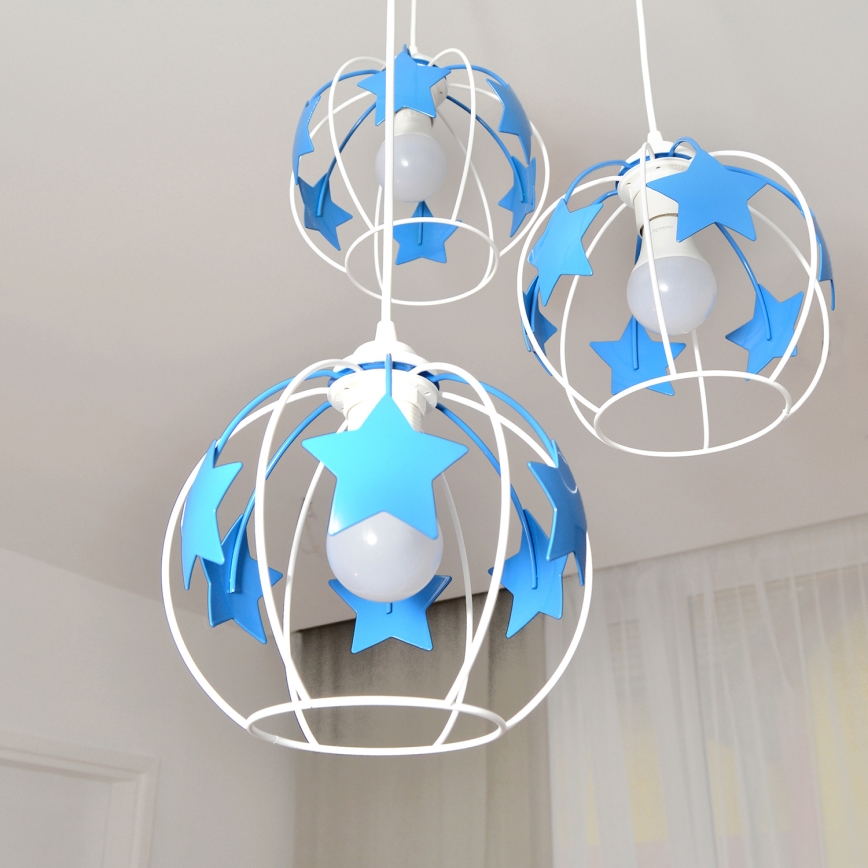 Ripplühter lastele STARS 3xE27/15W/230V sinine/valge