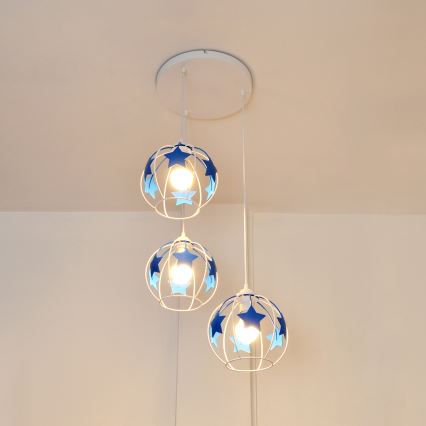 Ripplühter lastele STARS 3xE27/15W/230V sinine/valge