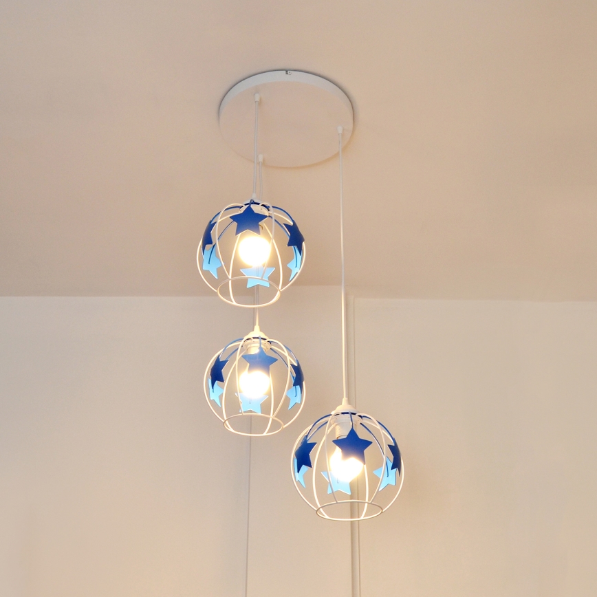 Ripplühter lastele STARS 3xE27/15W/230V sinine/valge