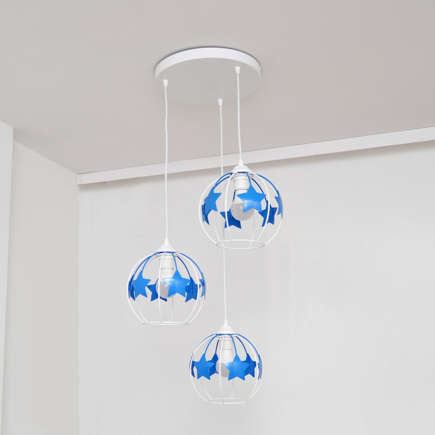 Ripplühter lastele STARS 3xE27/15W/230V sinine/valge