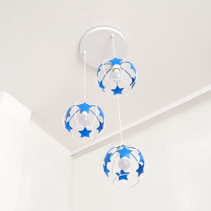 Ripplühter lastele STARS 3xE27/15W/230V sinine/valge