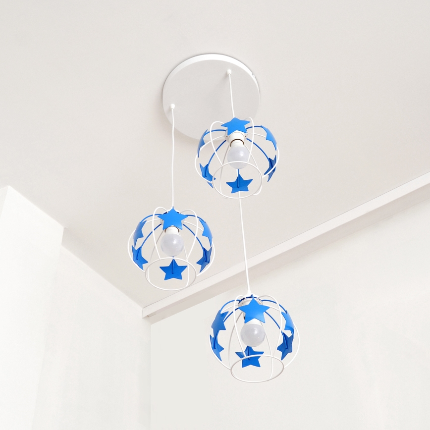 Ripplühter lastele STARS 3xE27/15W/230V sinine/valge