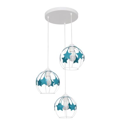 Ripplühter lastele STARS 3xE27/15W/230V türkiis/valge