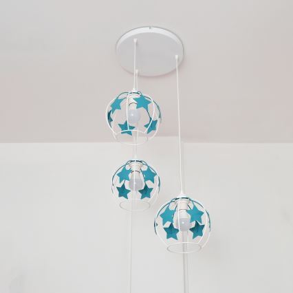 Ripplühter lastele STARS 3xE27/15W/230V türkiis/valge