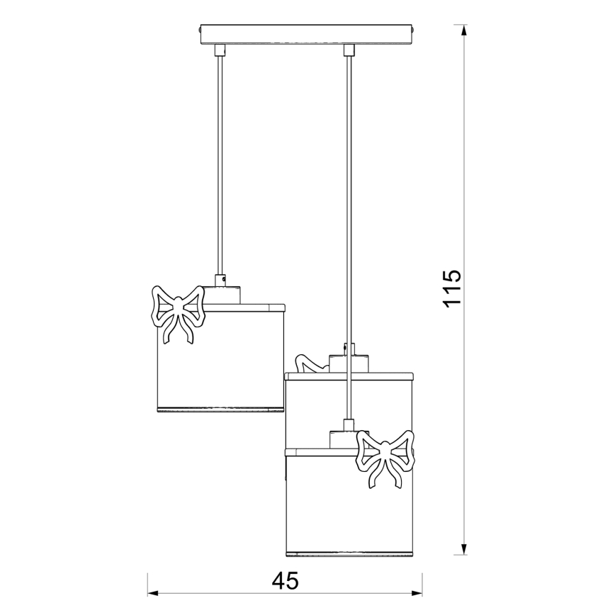 Ripplühter lastele SWEET 3xE27/15W/230V valge/roosa/liblikas