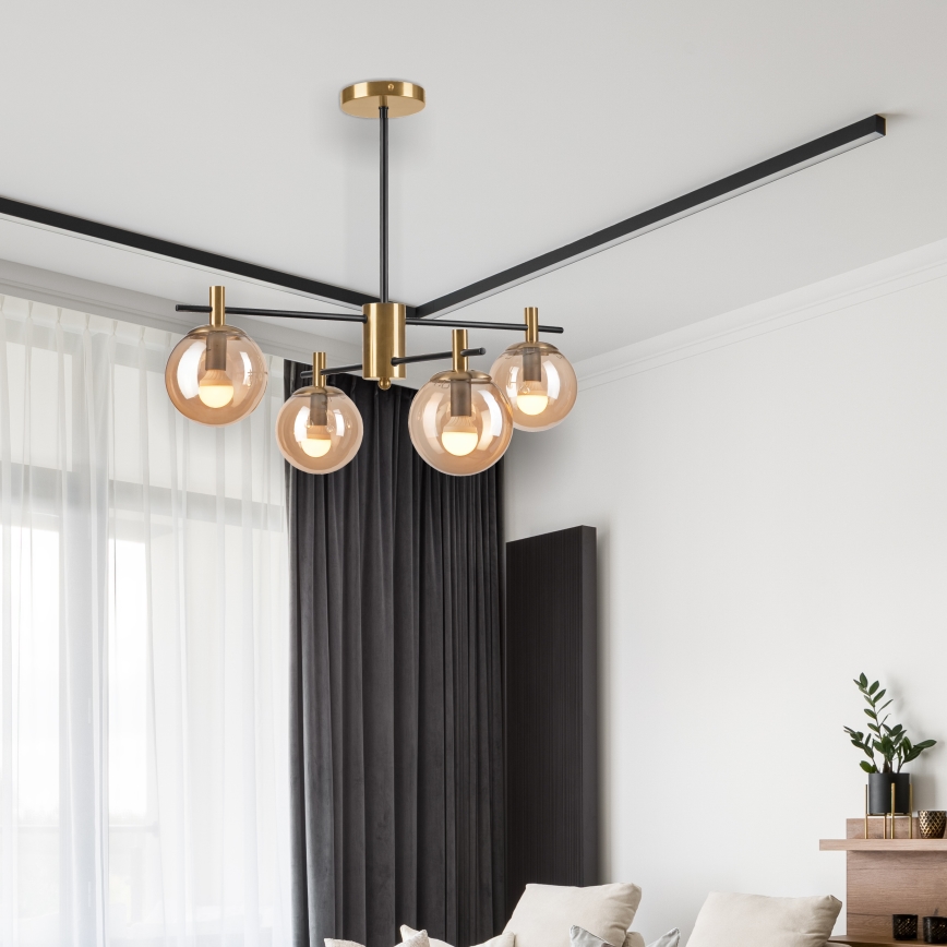Ripplühter LILOU 4xE14/5W/230V kuldne/must/suitsune beež