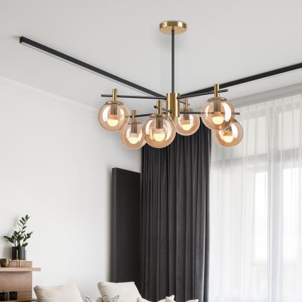Ripplühter LILOU 6xE14/5W/230V kuldne/must/suitsune beež