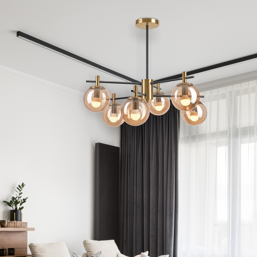 Ripplühter LILOU 6xE14/5W/230V kuldne/must/suitsune beež