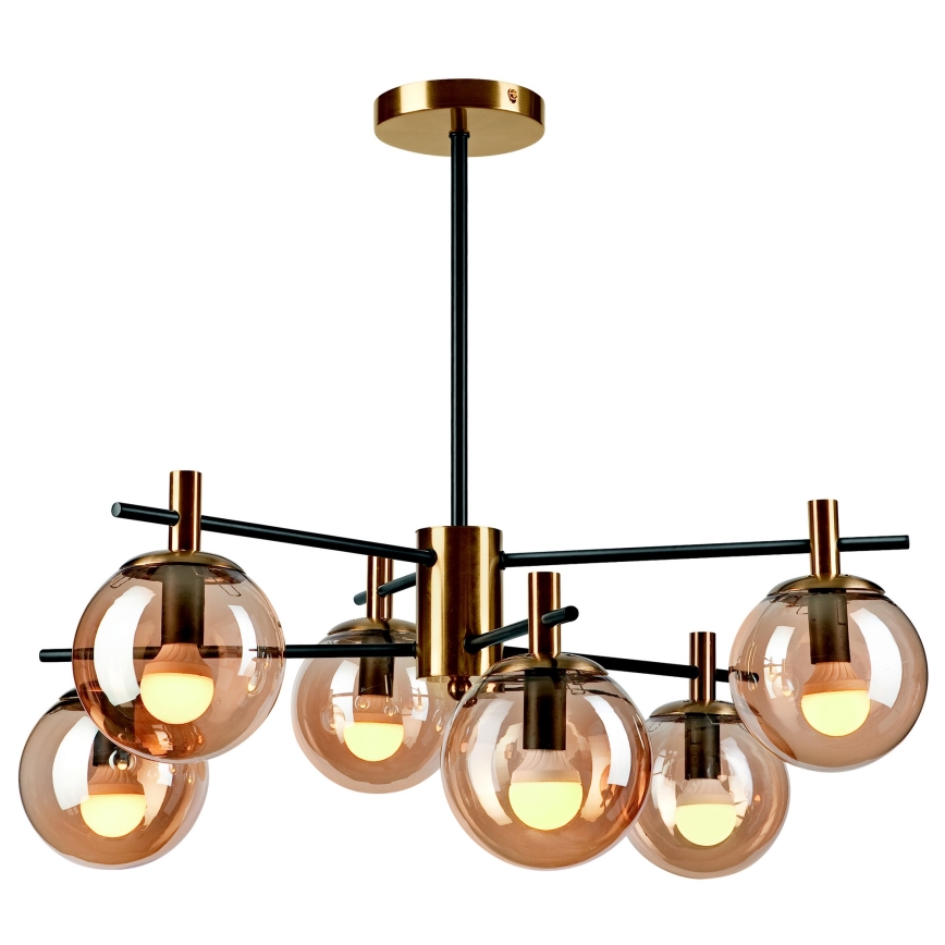 Ripplühter LILOU 6xE14/5W/230V kuldne/must/suitsune beež