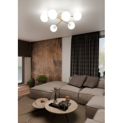 Ripplühter MAGNUM 6xE14/10W/230V valge/kuldne