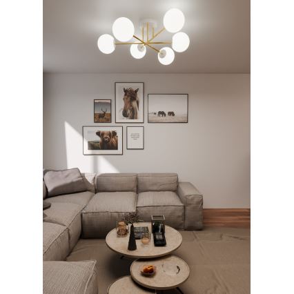 Ripplühter MAGNUM 6xE14/10W/230V valge/kuldne