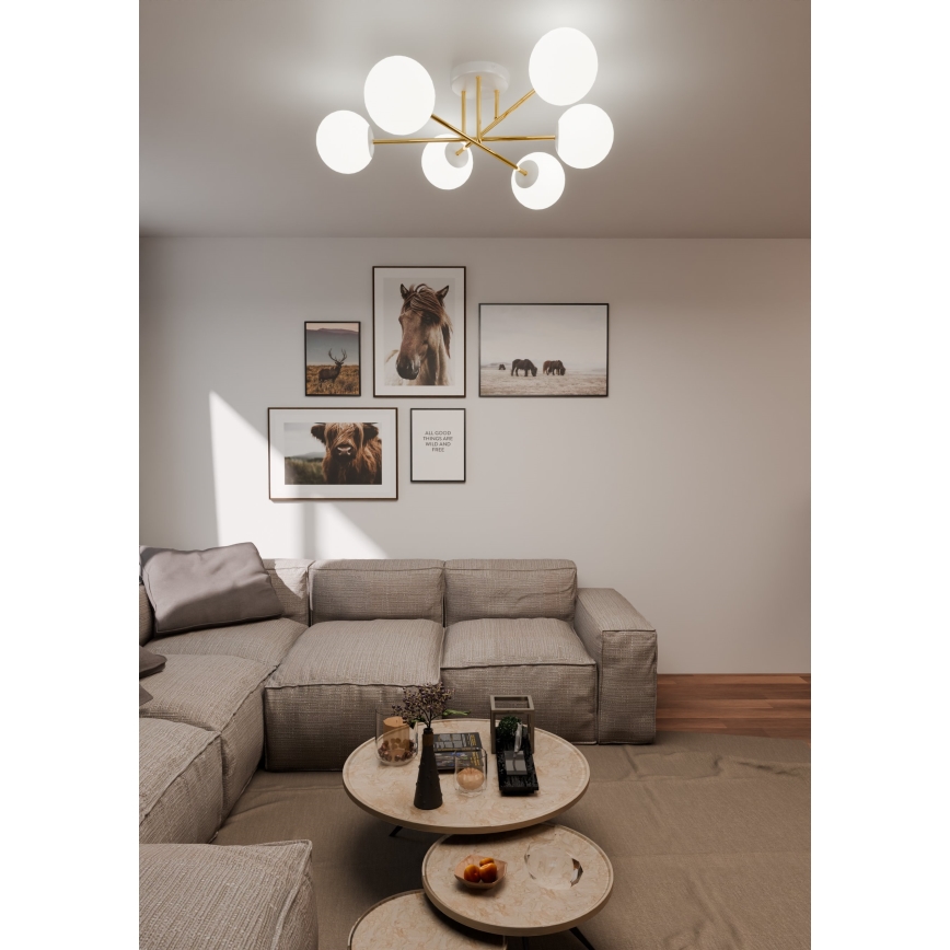 Ripplühter MAGNUM 6xE14/10W/230V valge/kuldne