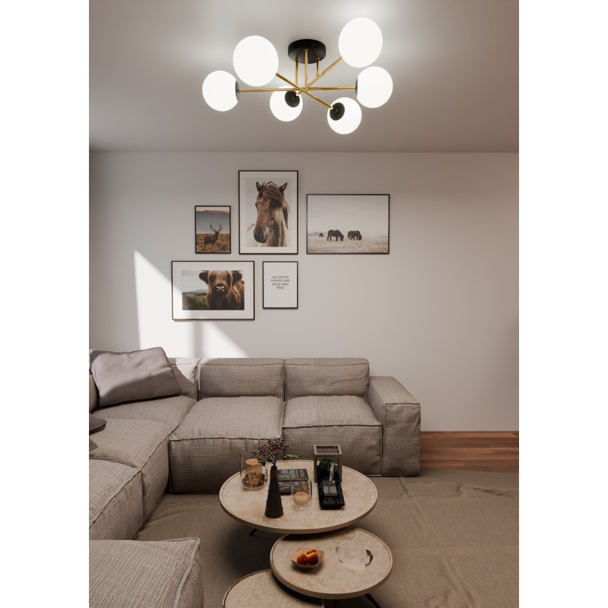 Ripplühter MAGNUM 6xE14/10W/230V valge/kuldne/must