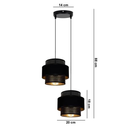 Ripplühter NESS 2xE27/60W/230V d. 30 cm must