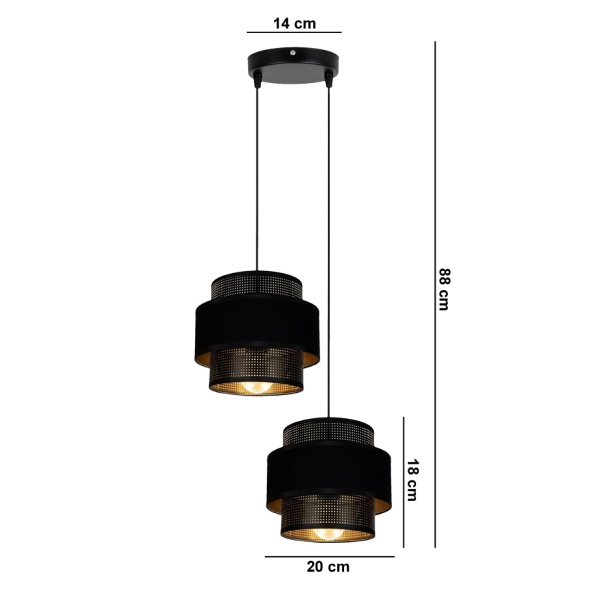 Ripplühter NESS 2xE27/60W/230V d. 30 cm must