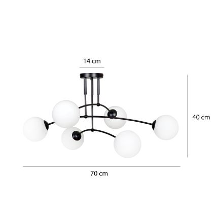 Ripplühter PREGOS 6xE14/10W/230V must/valge