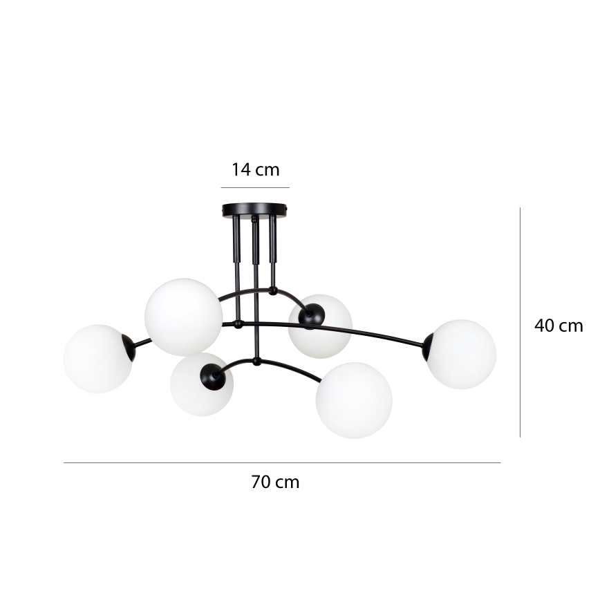 Ripplühter PREGOS 6xE14/10W/230V must/valge