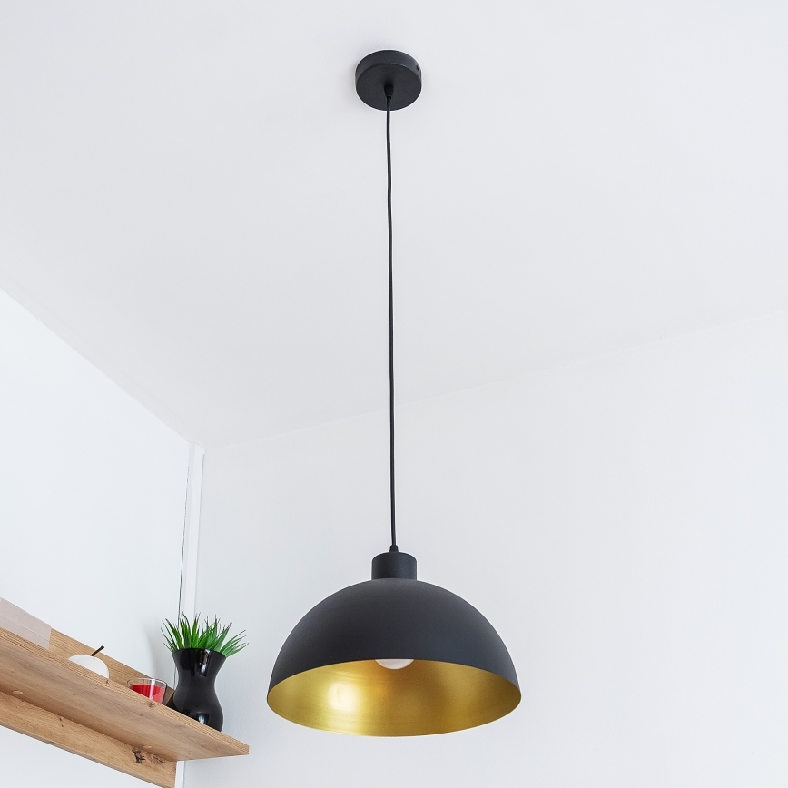 Ripplühter riputuskaabliga VESPER 1xE27/15W/230, läbimõõt 30 cm, must/kuldne